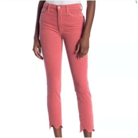 MOTHER Hopscotch Pink Looker Ankle Chew Corduroy Denim High Rise Skinny Jeans 29 - Picture 1 of 9